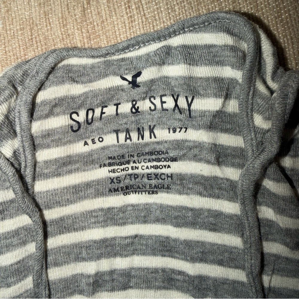American Eagle Outfitters Soft & Sexy Gray and White Tank